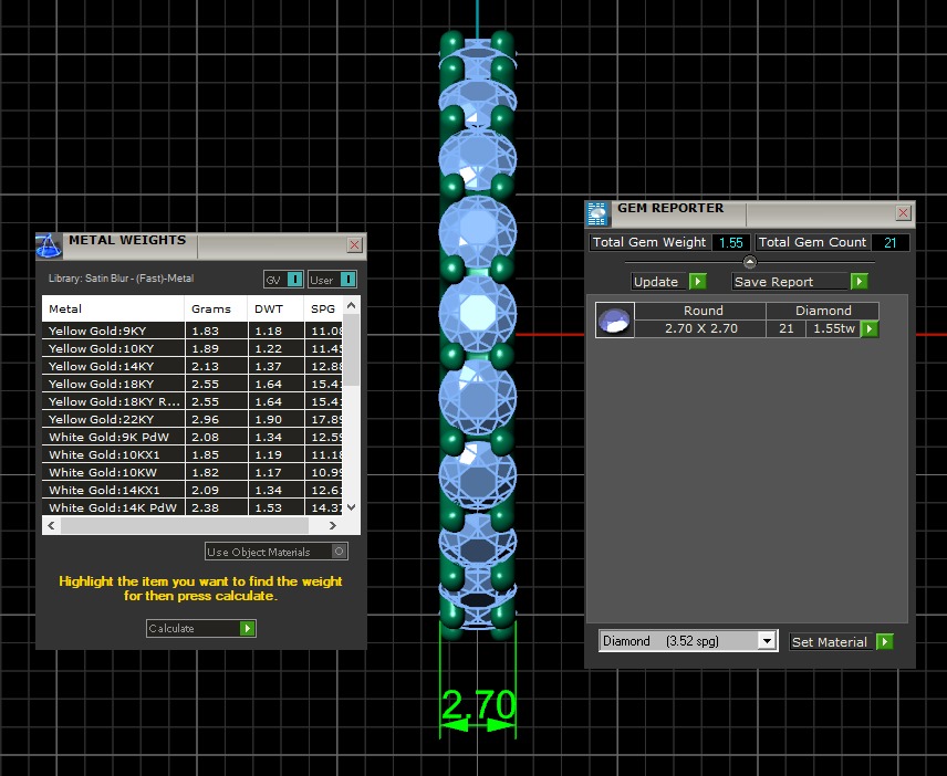 U Shaped Eternity Ring 2 point 7 mm stone size swiss 10 and EU50 3D print model_4