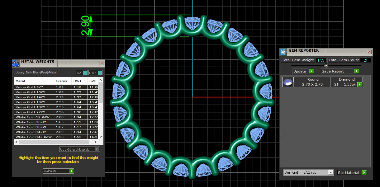 U Shaped Eternity Ring 2 point 7 mm stone size swiss 10 and EU50 3D print model_3