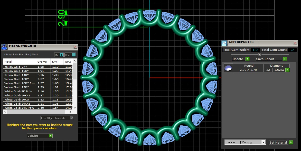 U Shaped Eternity Ring 2 point 7 mm stone size swiss 11 and EU51 3D print model_3