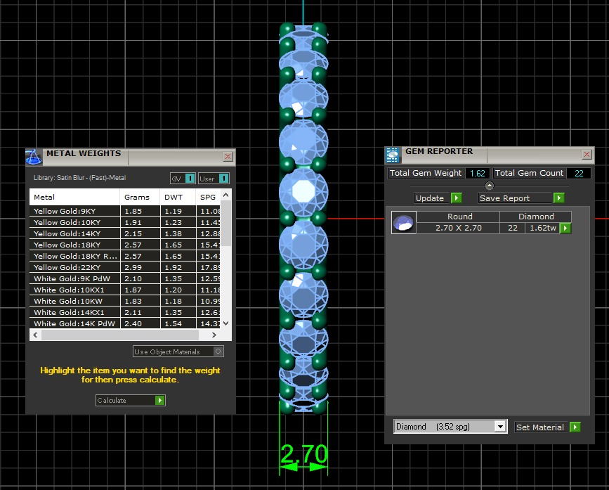 U Shaped Eternity Ring 2 point 7 mm stone size swiss 11 and EU51 3D print model_4