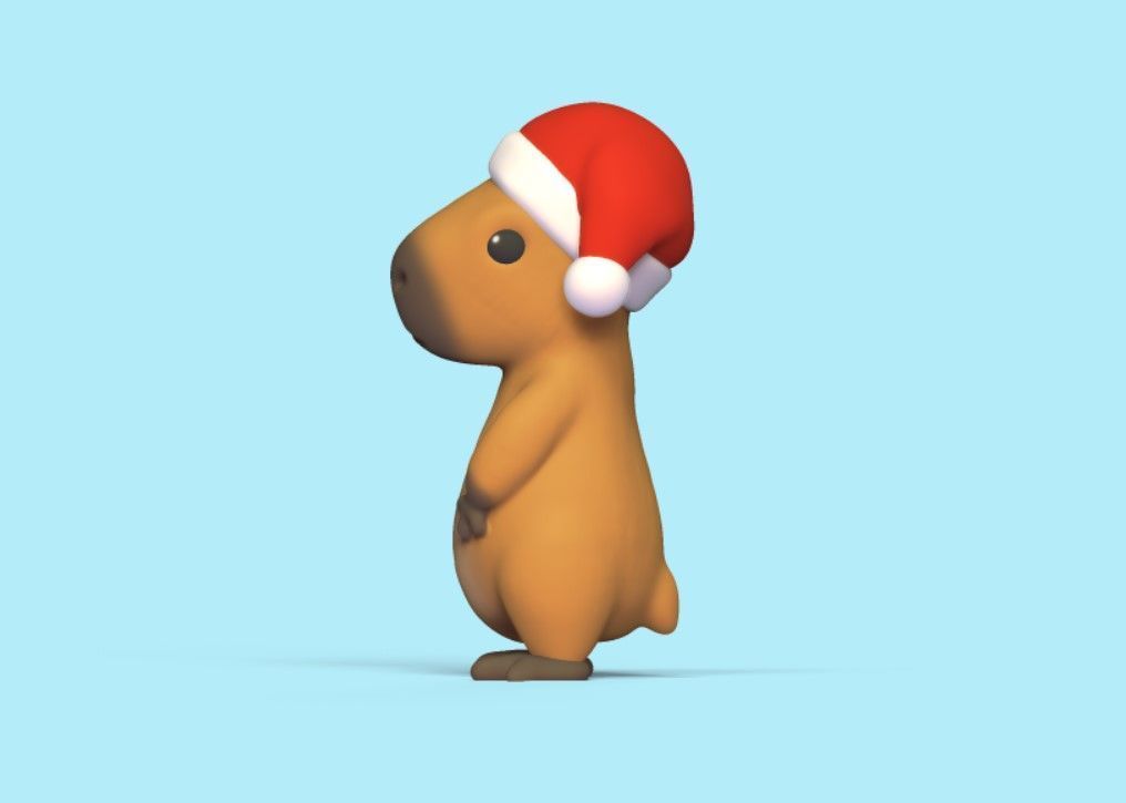 Xmas  Capybara 3D print model_3