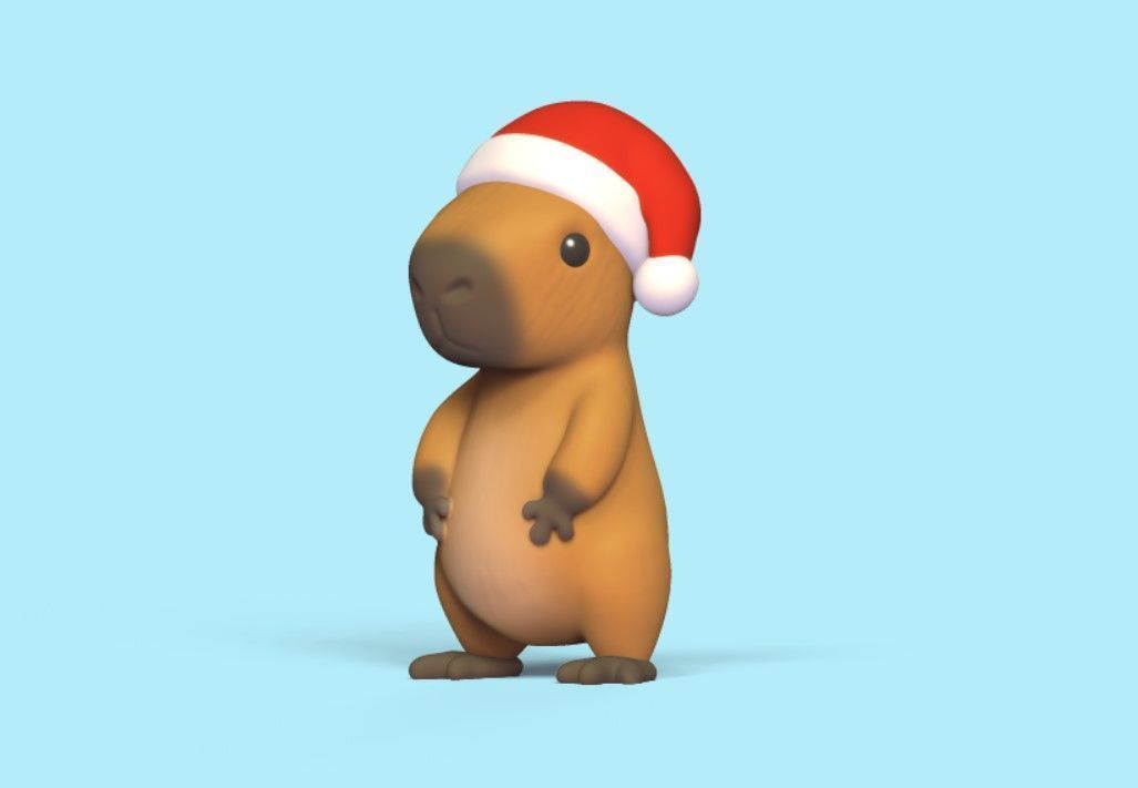 Xmas  Capybara 3D print model_2