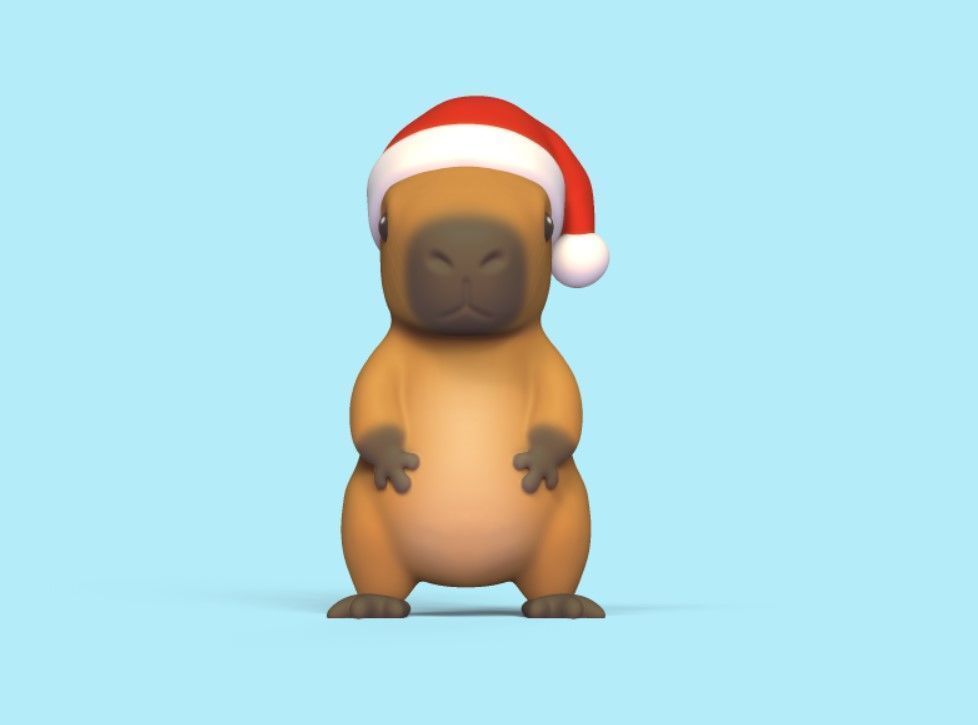 Xmas  Capybara 3D print model_1