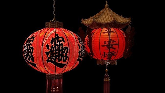 Chinese red lantern  Low-poly 3D model