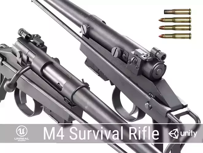 PBR M4 Survival Rifle Low-poly 3D model