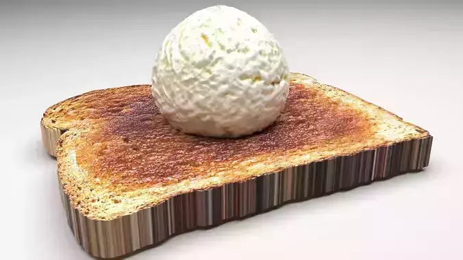 Ice Cream On Toast 3D model