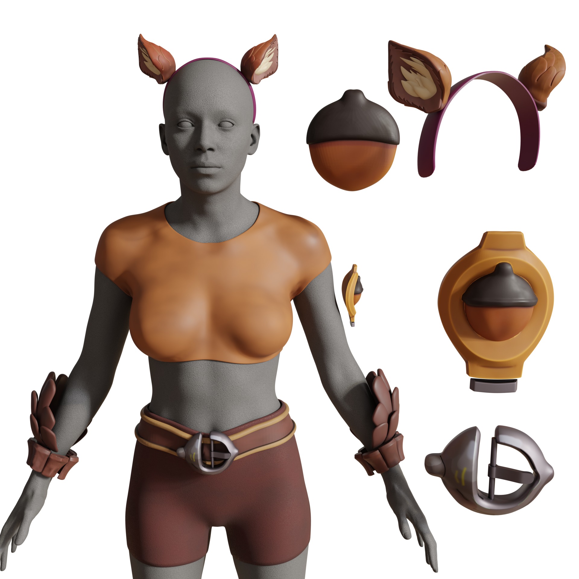 marvel rivals squirrel girl set of cosplay accessories slingshot 3D print model_5