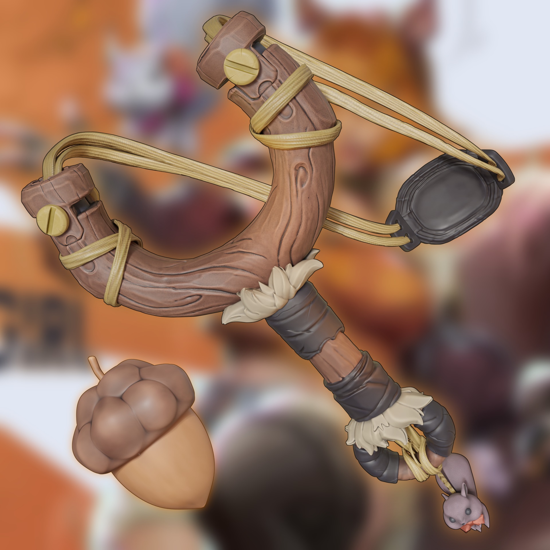 marvel rivals squirrel girl set of cosplay accessories slingshot 3D print model_19