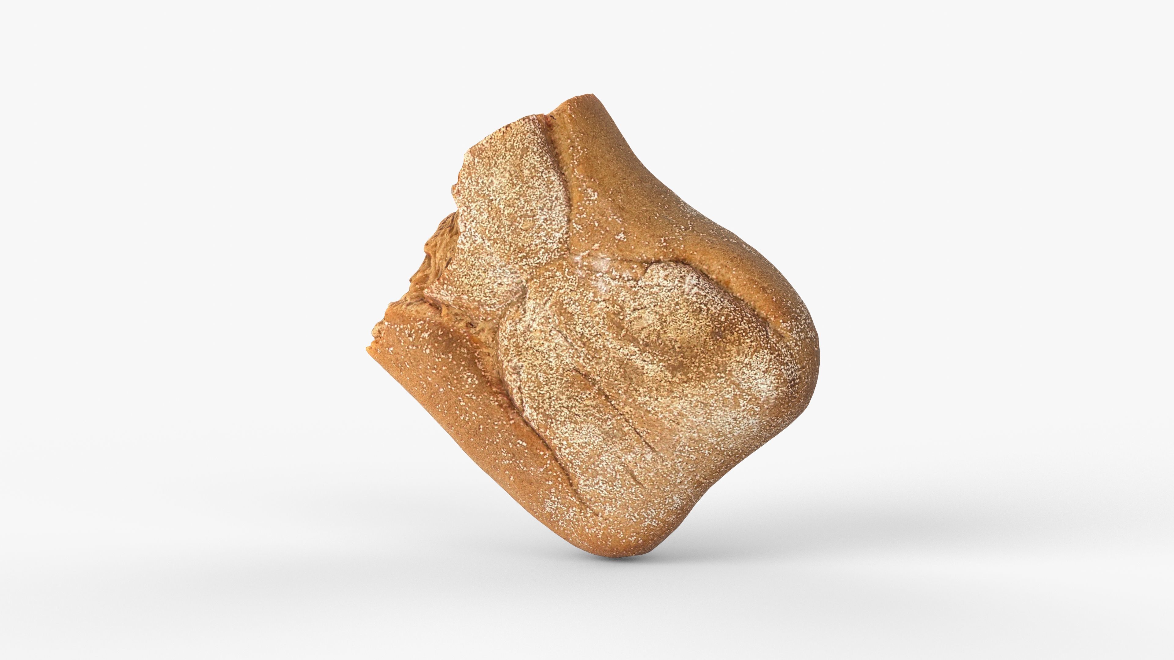 Photorealistic 3D scan of half a rye bread Low-poly 3D model_4