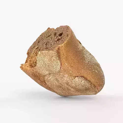Photorealistic 3D scan of half a rye bread Low-poly 3D model