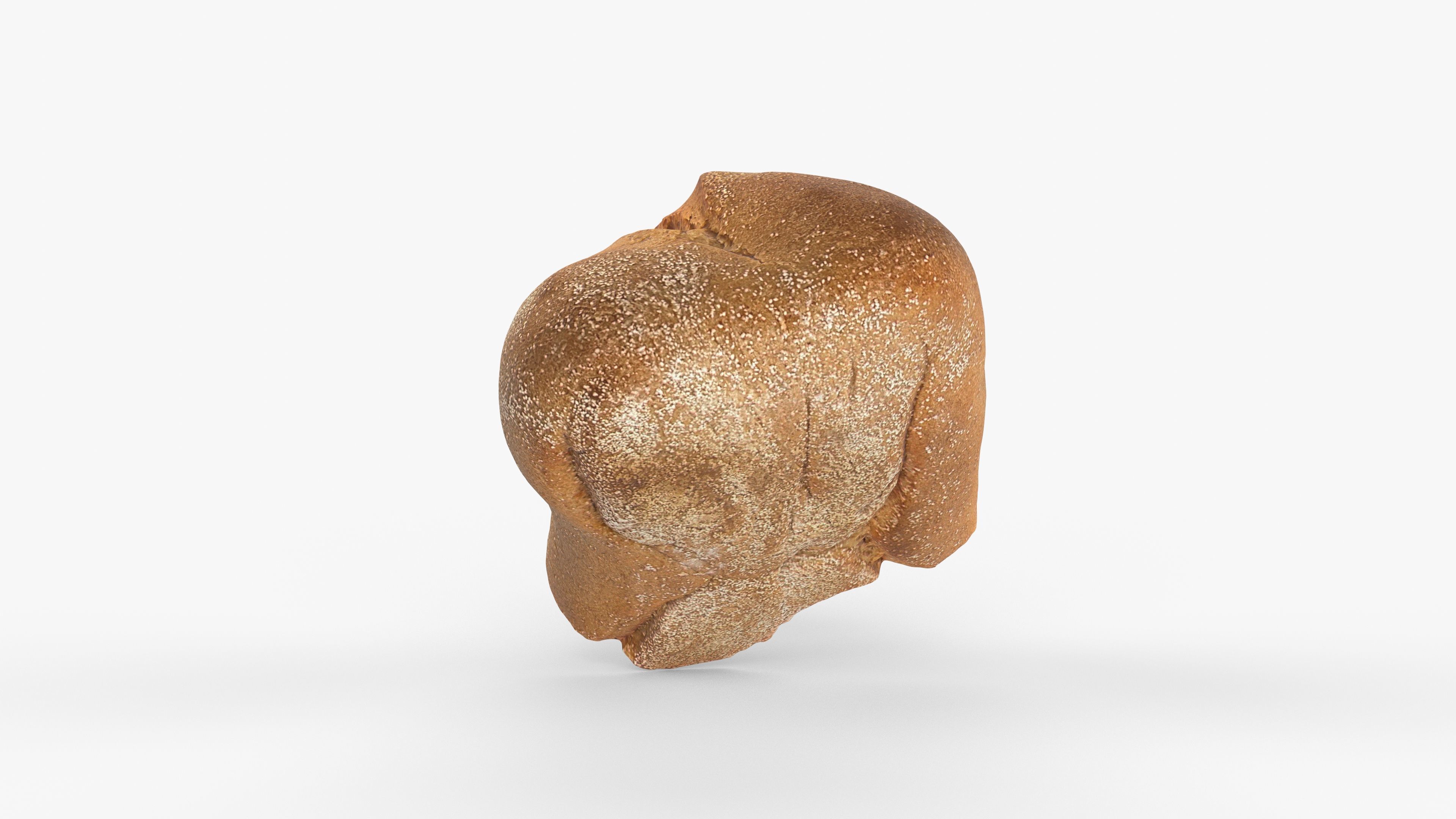 Photorealistic 3D scan of half a rye bread Low-poly 3D model_14