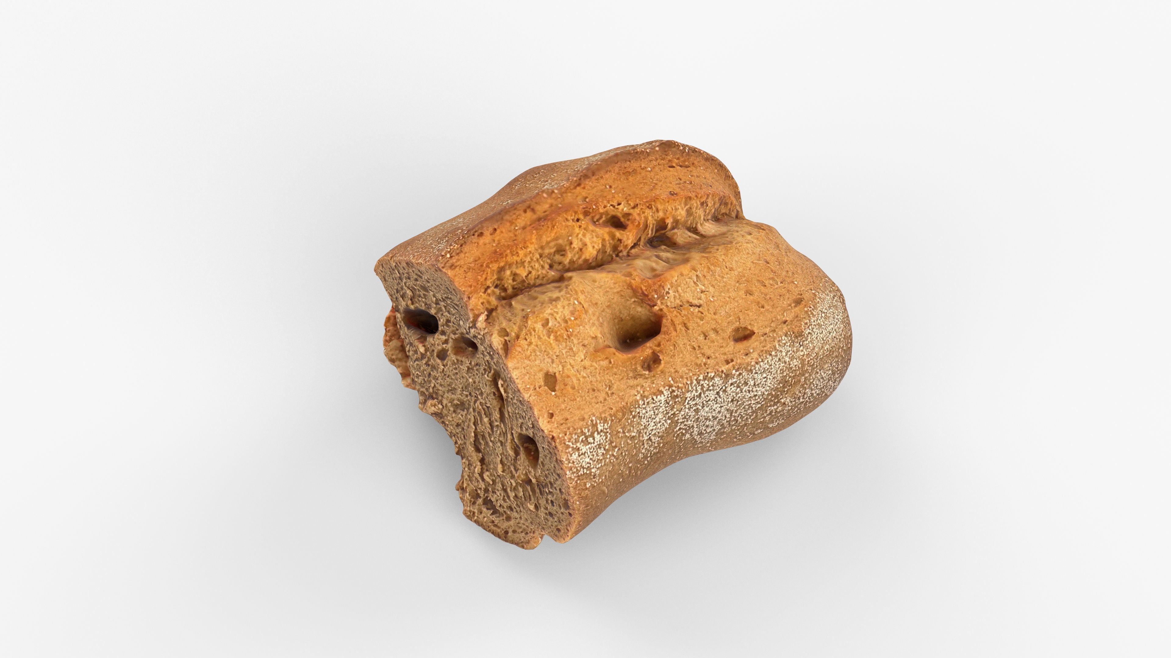 Photorealistic 3D scan of half a rye bread Low-poly 3D model_9