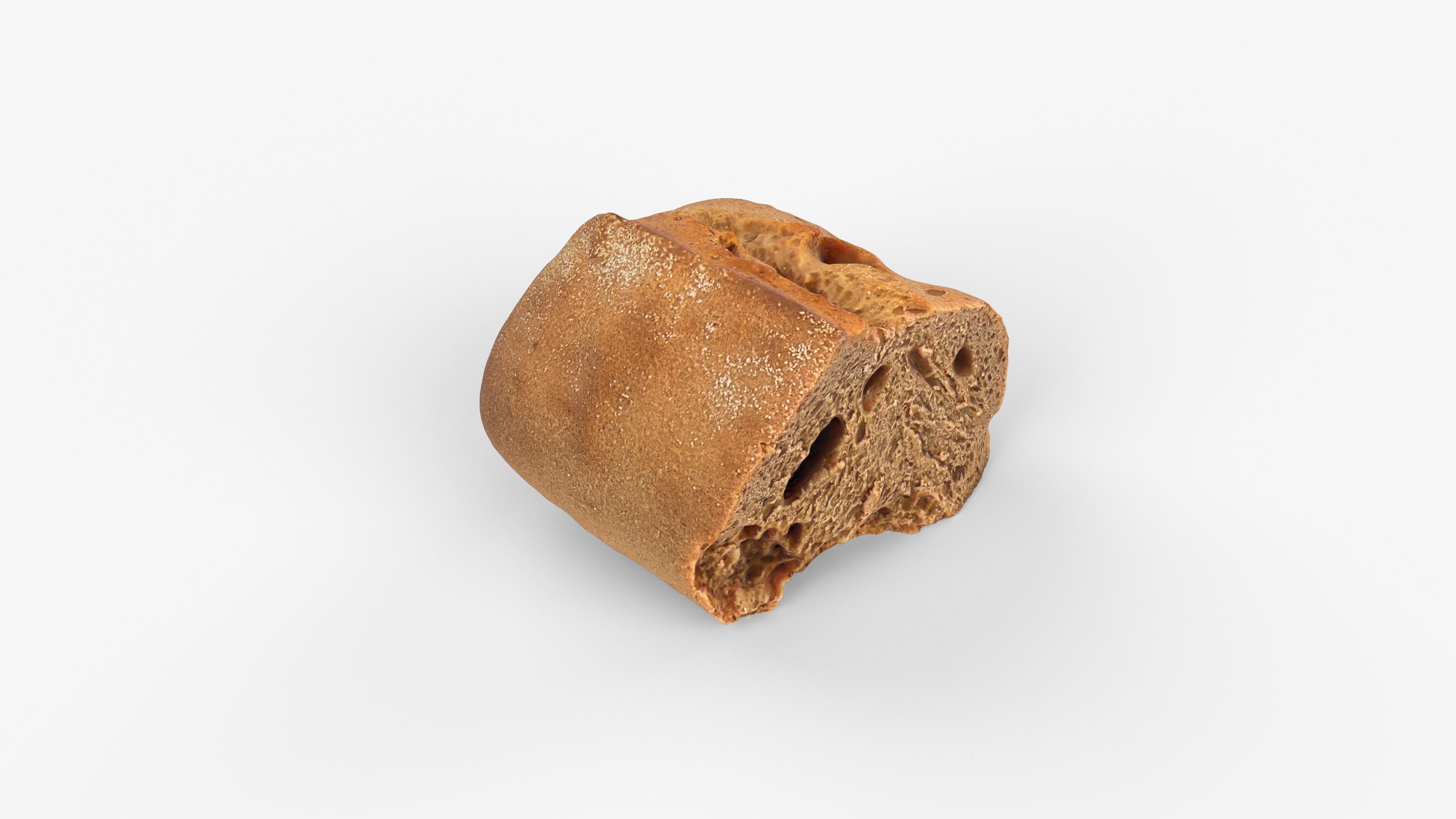 Photorealistic 3D scan of half a rye bread Low-poly 3D model_10