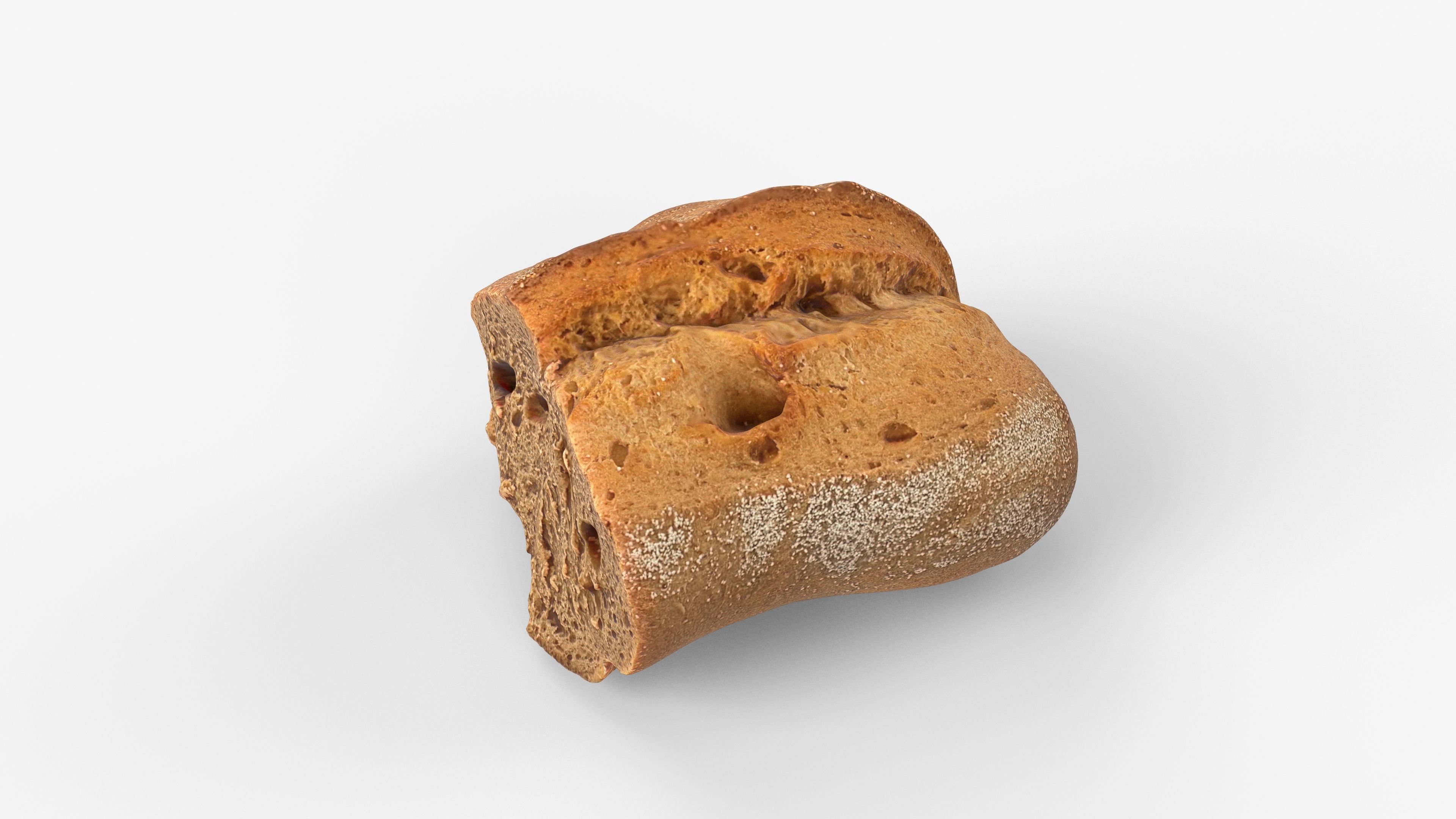 Photorealistic 3D scan of half a rye bread Low-poly 3D model_5