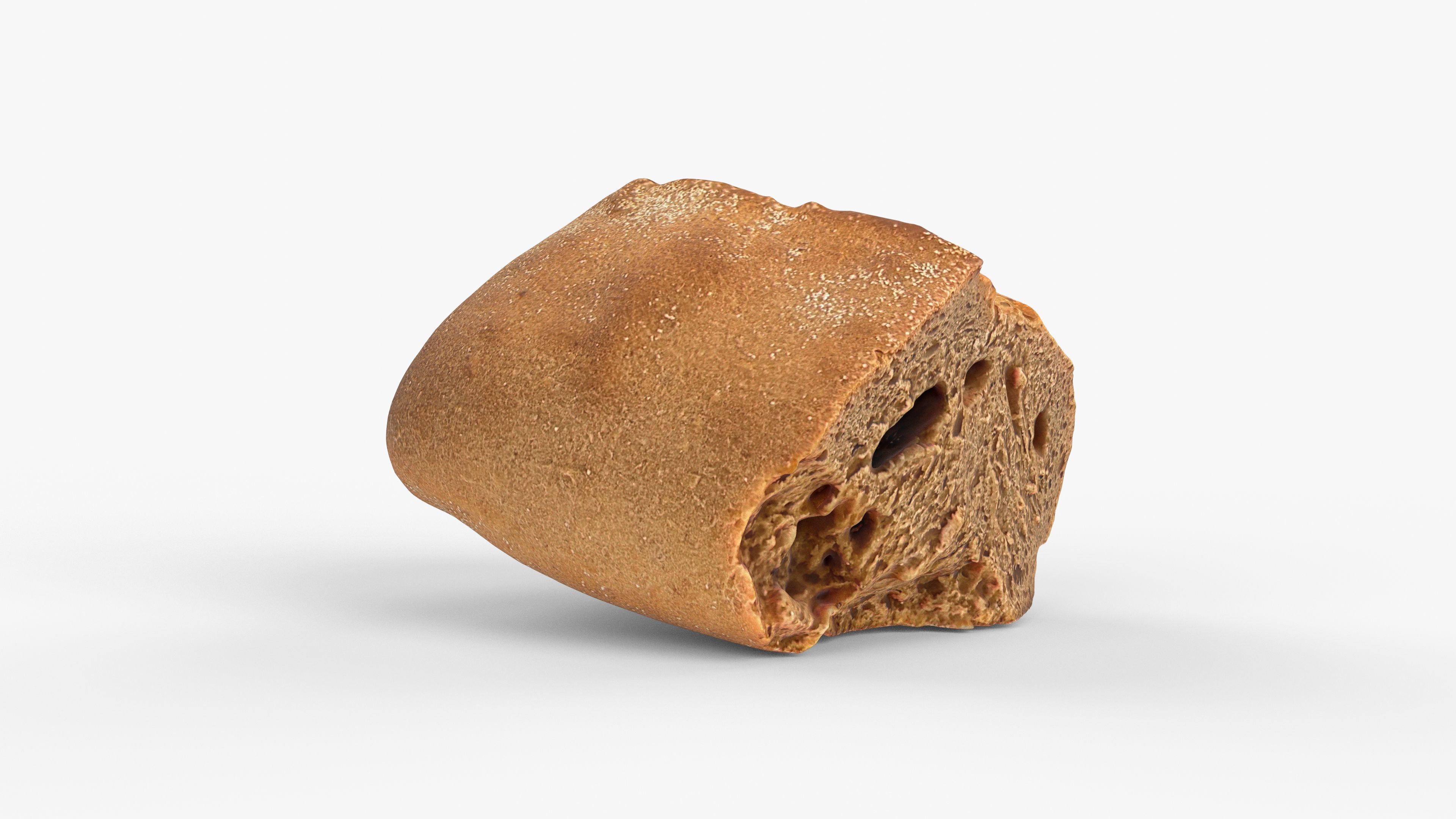 Photorealistic 3D scan of half a rye bread Low-poly 3D model_2