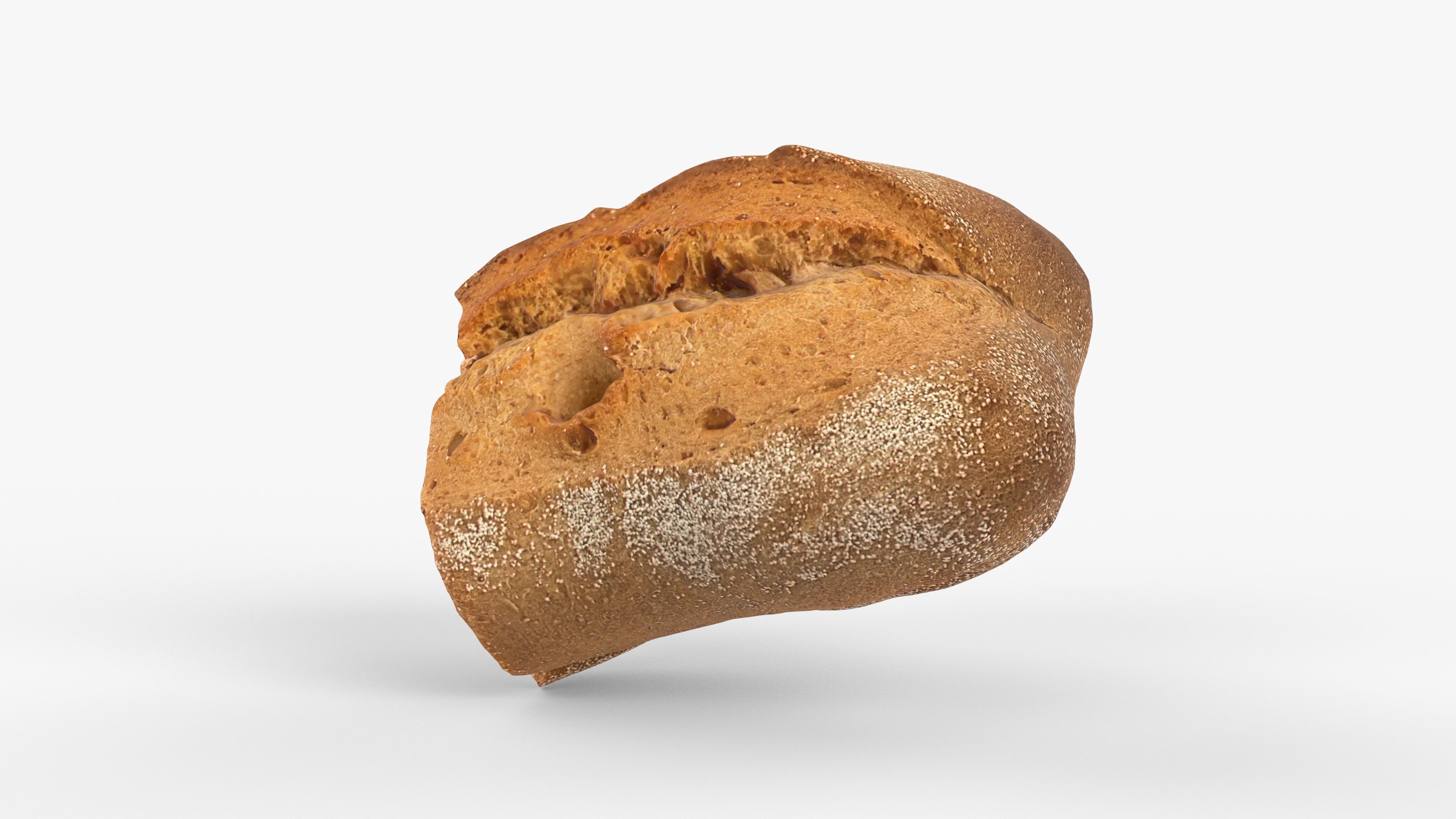 Photorealistic 3D scan of half a rye bread Low-poly 3D model_8
