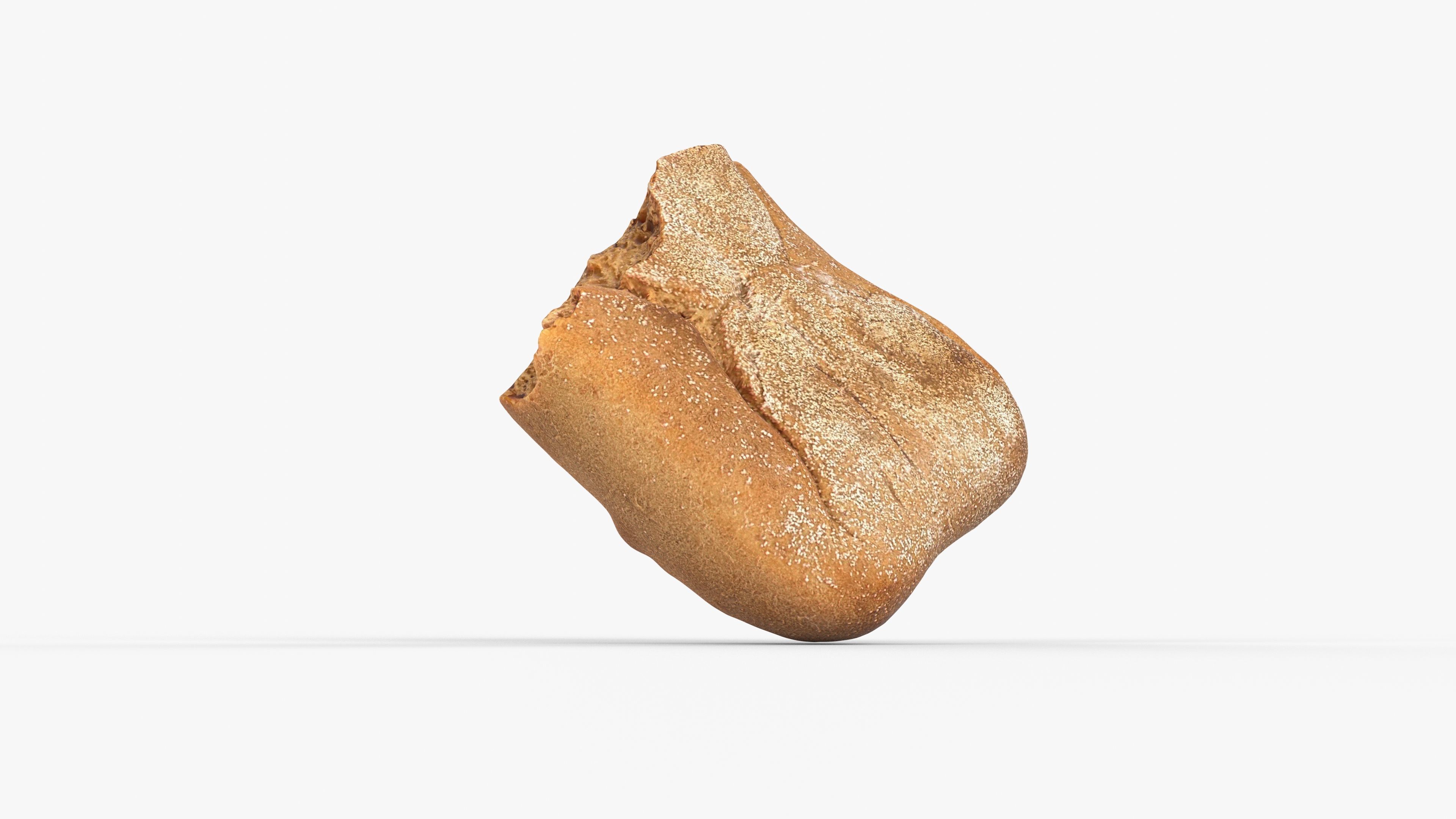 Photorealistic 3D scan of half a rye bread Low-poly 3D model_7