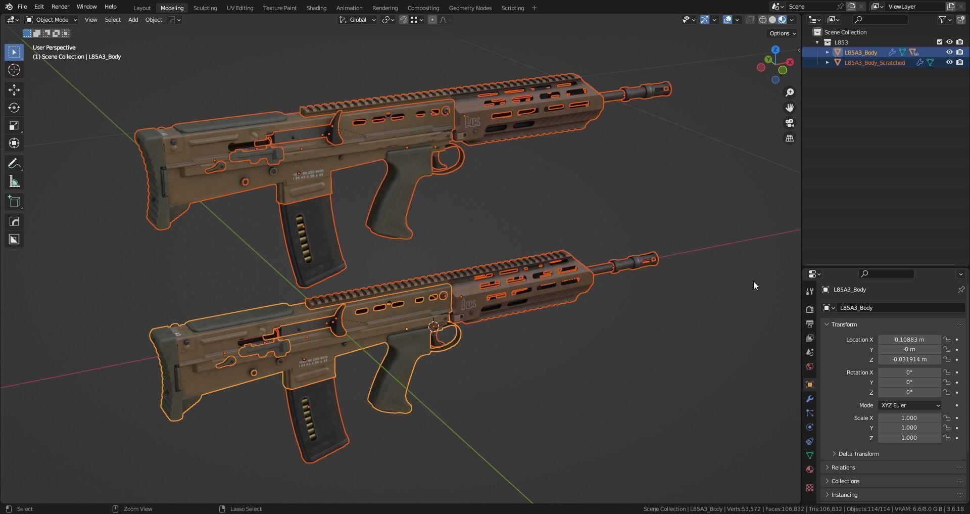 L85A3 Low-poly 3D model_12