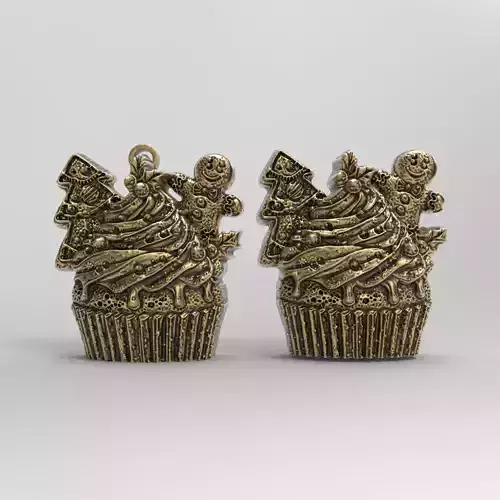 christmas tree cup cake decor  3D print model