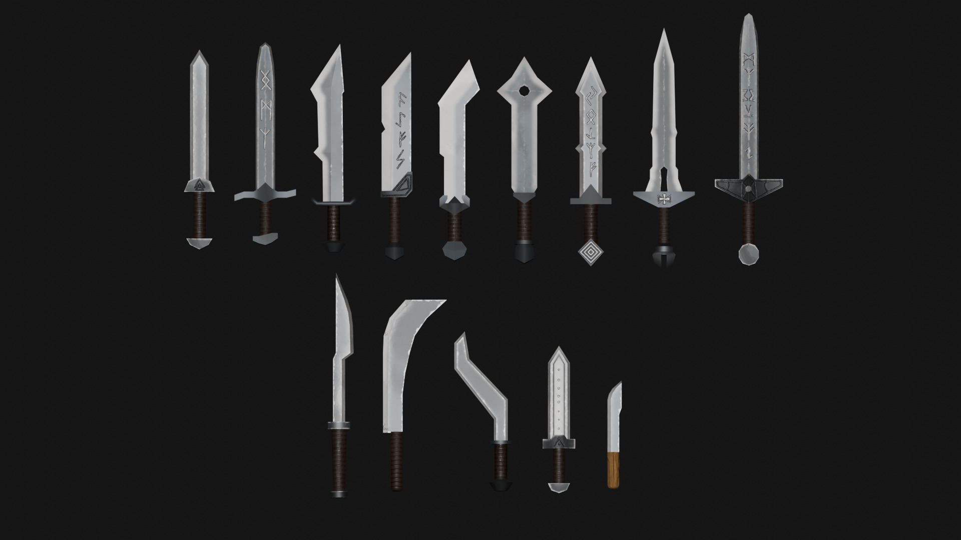 Medieval weapons pack Low-poly 3D model_1