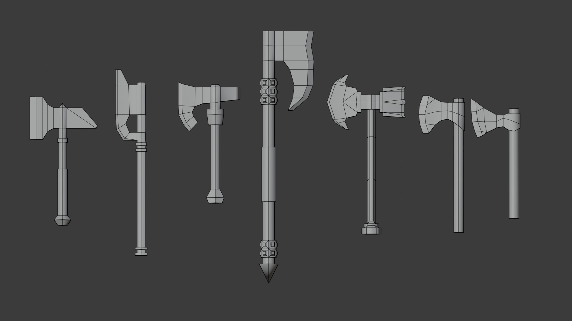 Medieval weapons pack Low-poly 3D model_4