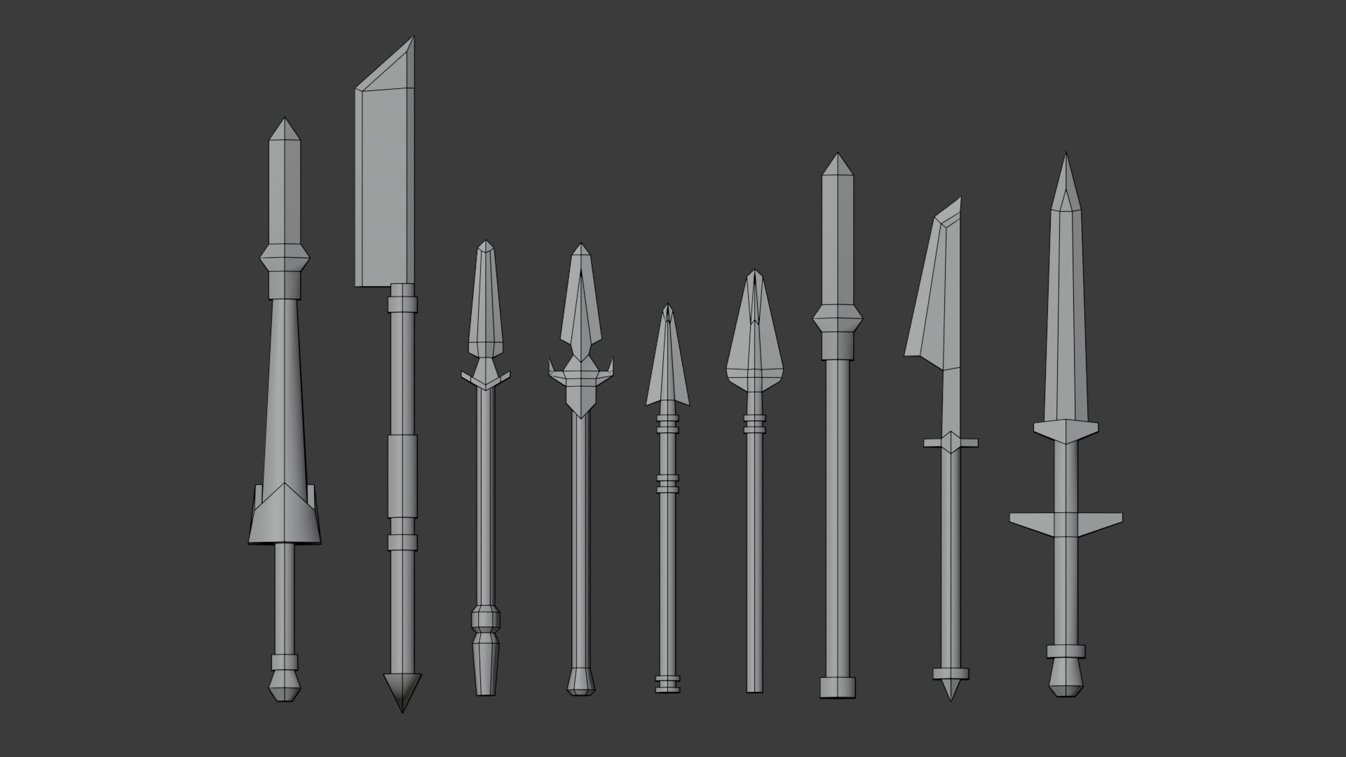 Medieval weapons pack Low-poly 3D model_6