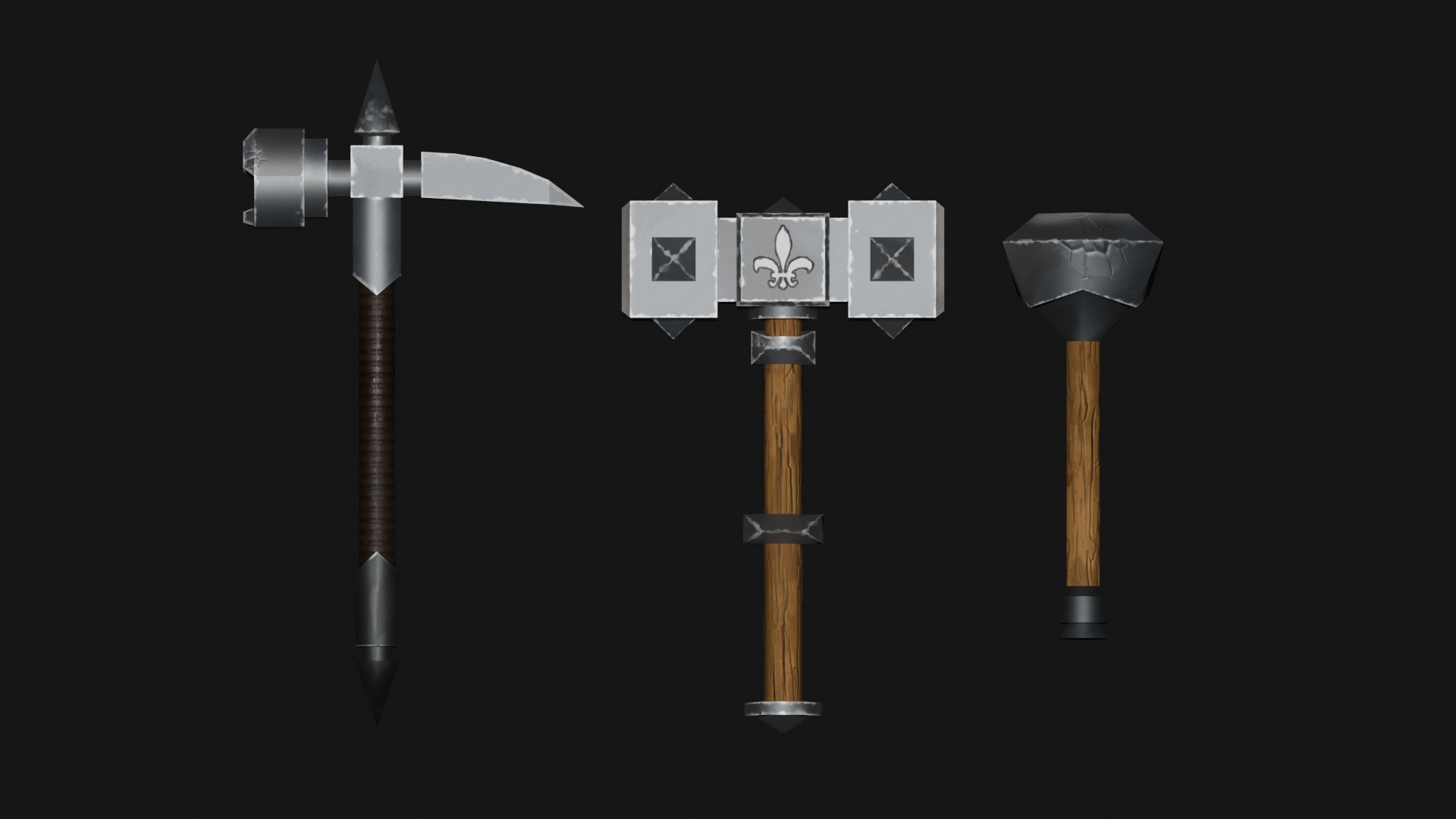 Medieval weapons pack Low-poly 3D model_7