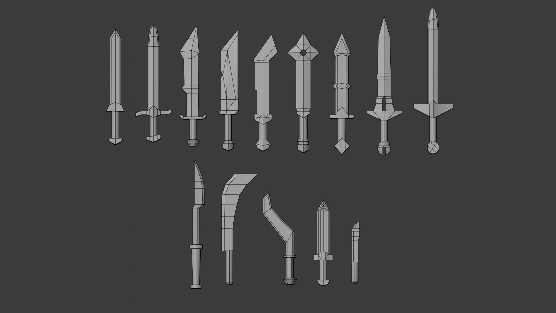 Medieval weapons pack Low-poly 3D model_2