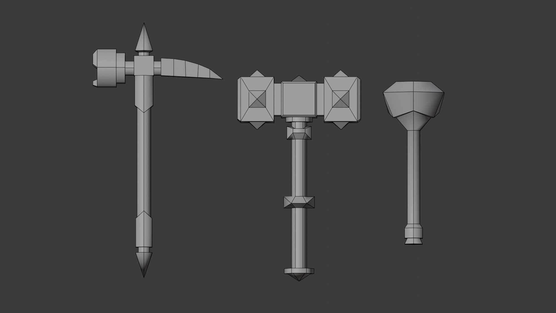 Medieval weapons pack Low-poly 3D model_8