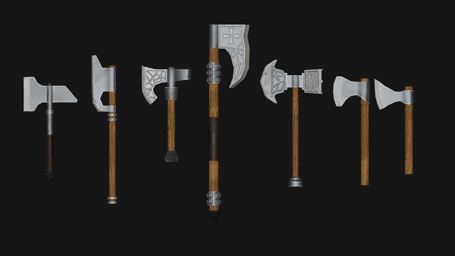 Medieval weapons pack Low-poly 3D model_3