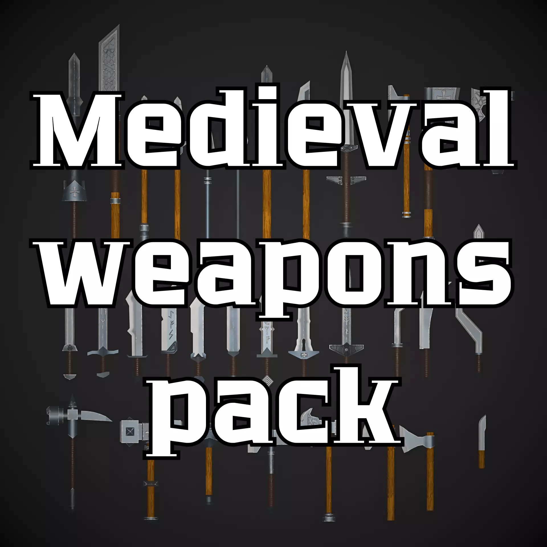 Medieval weapons pack Low-poly 3D model_0
