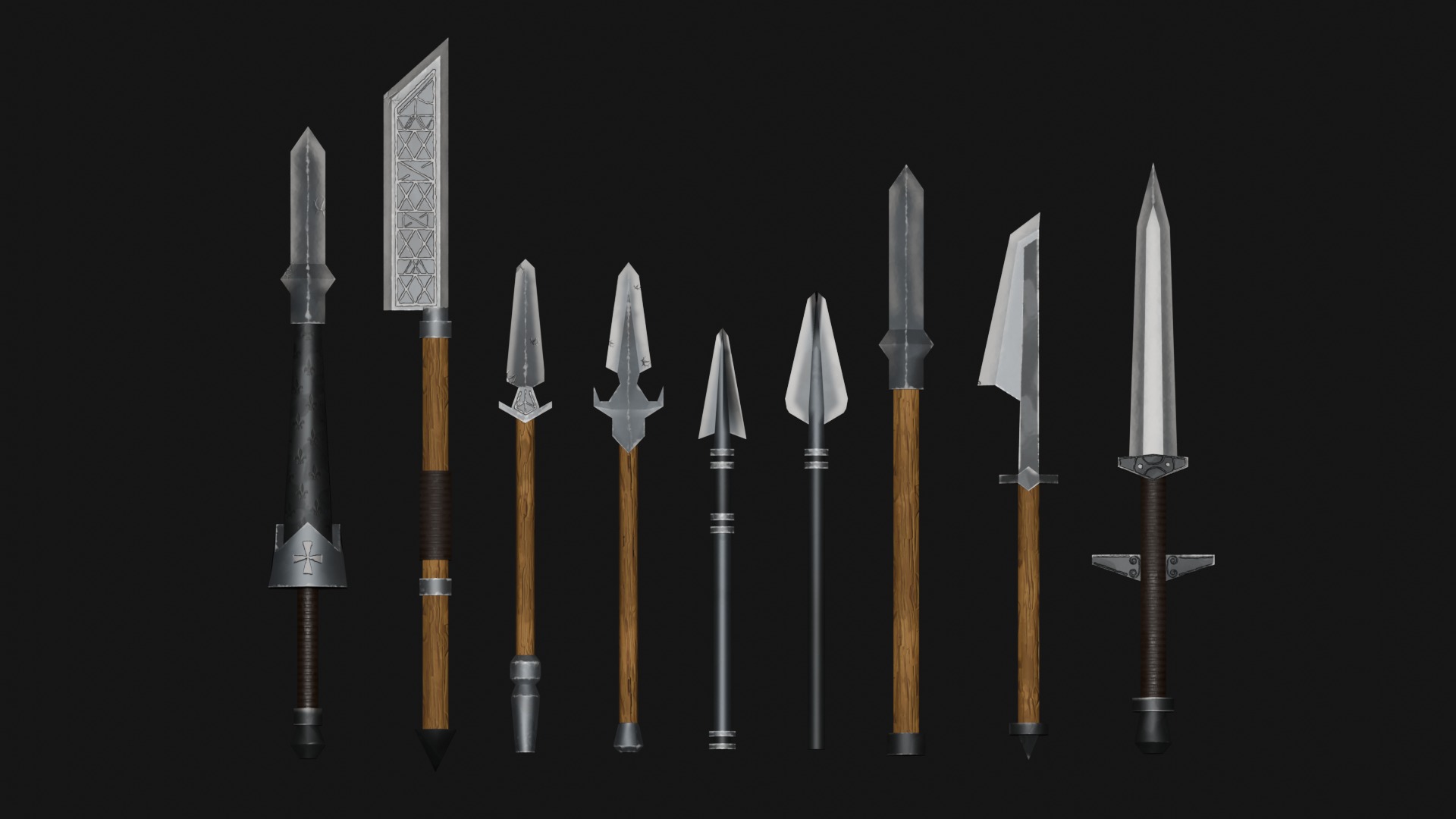 Medieval weapons pack Low-poly 3D model_5