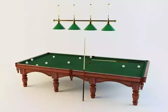 Realistic Billiard Table with Accessories 