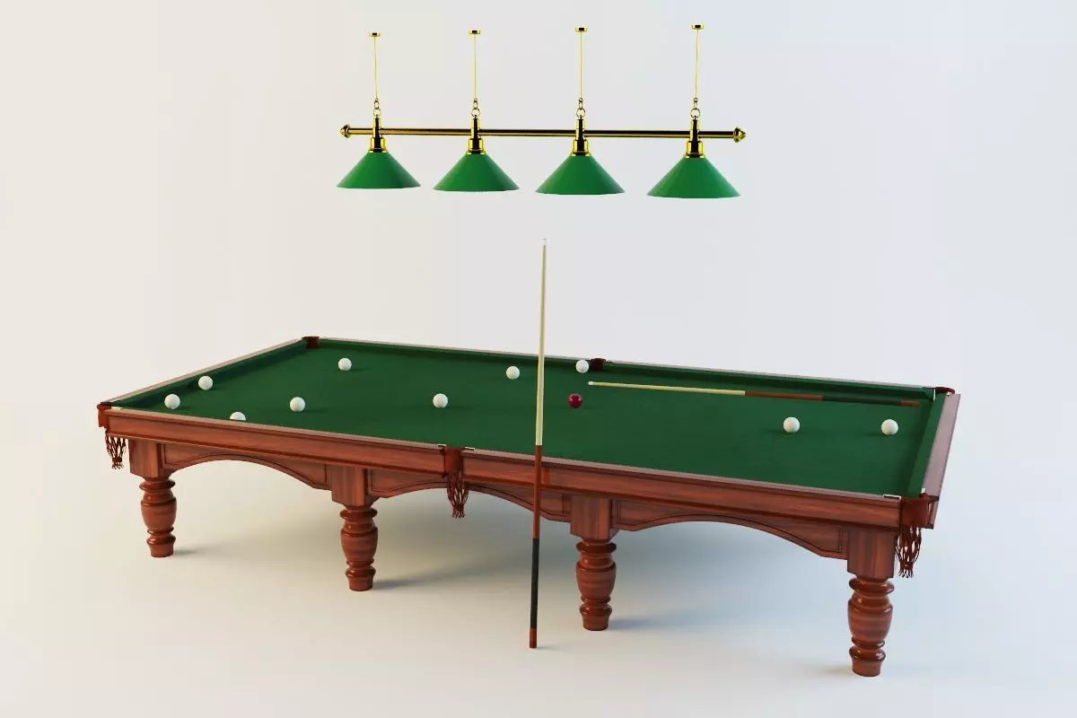 Realistic Billiard Table with Accessories Low-poly 3D model_0