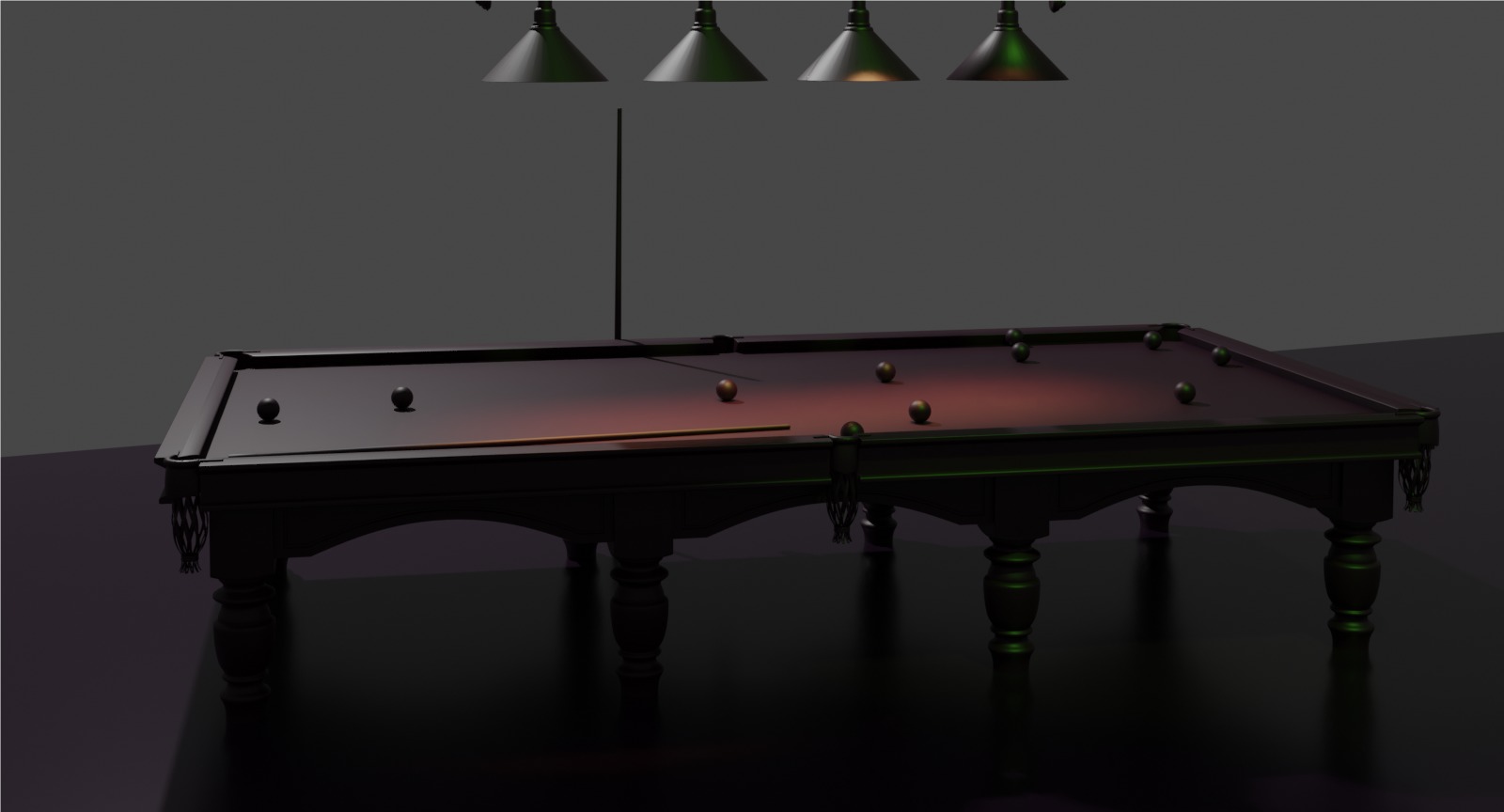 Realistic Billiard Table with Accessories Low-poly 3D model_1