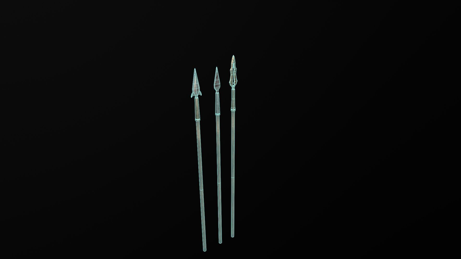 Spear lancet javelin lowpoly weapon game asset fantasy medieval Low-poly 3D model_6