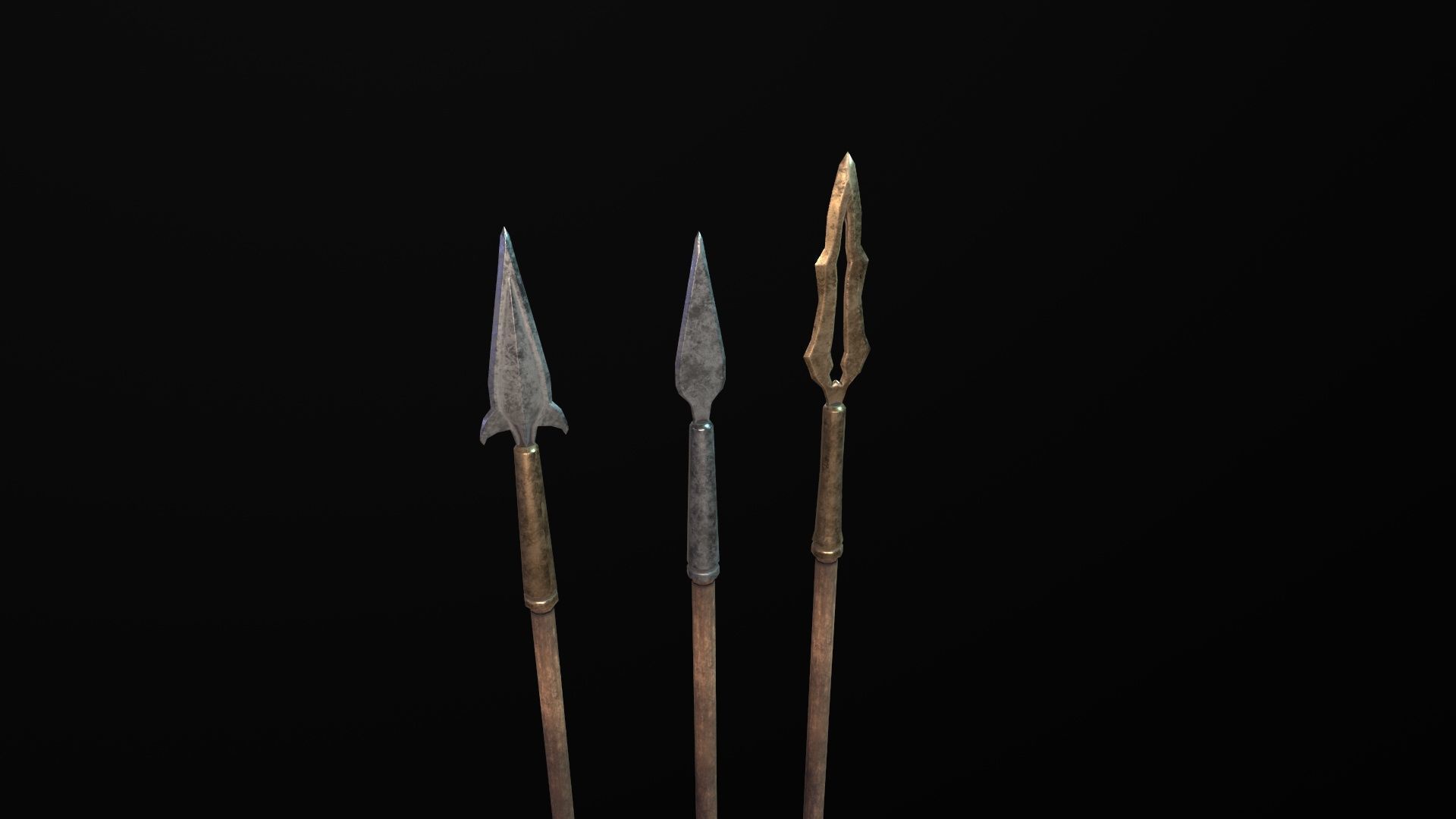 Spear lancet javelin lowpoly weapon game asset fantasy medieval Low-poly 3D model_4