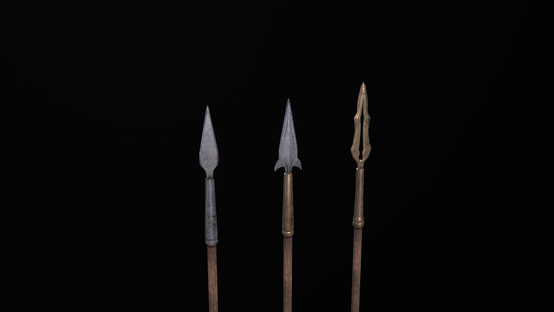 Spear lancet javelin lowpoly weapon game asset fantasy medieval Low-poly 3D model_2