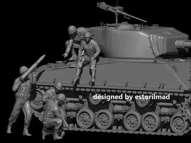 PACK 5 AMERICAN SOLDIERS LOGISTICS SHERMAN 3D print model