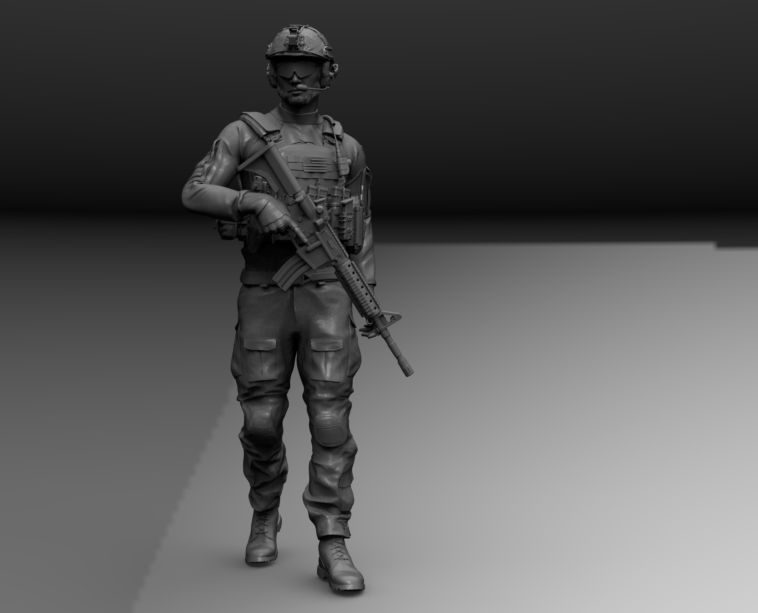 SOLDADO FUERZAS ESPECIALES AMERICANO ANDANDO V5 3D print model_1