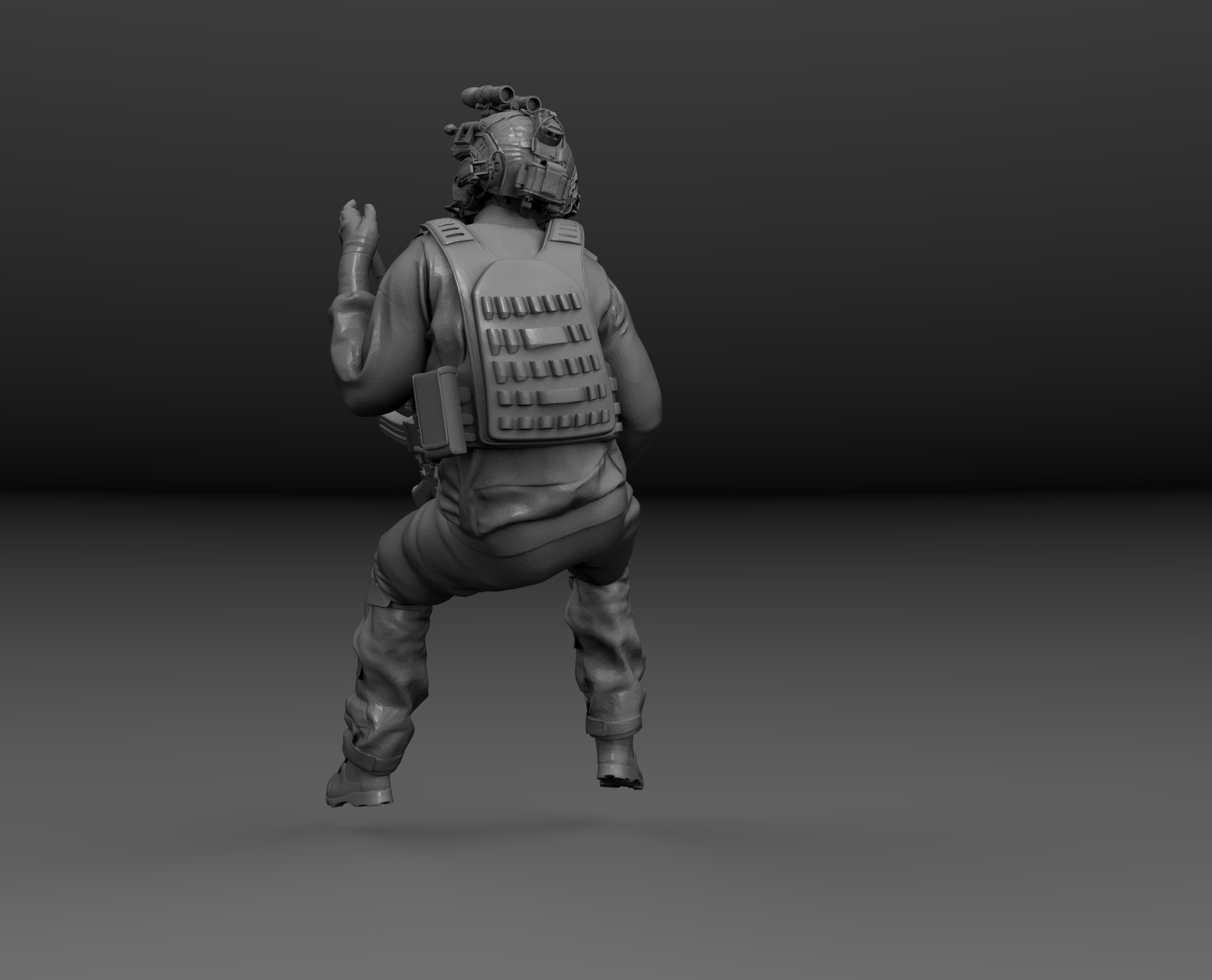 SOLDADO MODERNO SENTADO CON ARMA V2 3D print model_2