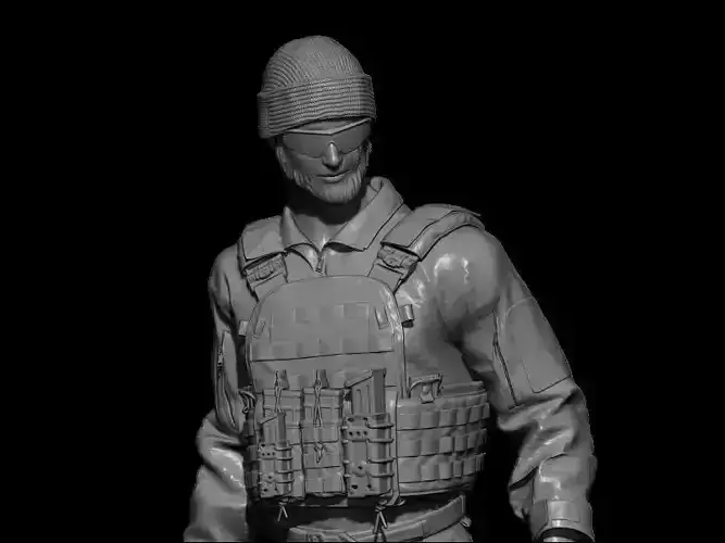 SOLDADO MODERNO ANDANDO CON GORRO Y AGARRANDO M4A1 3D print model