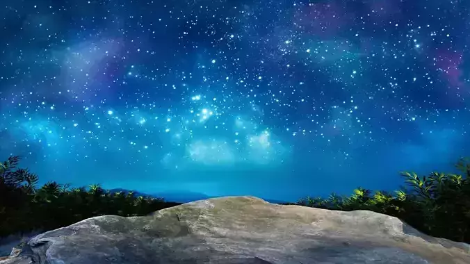Mountain Top Stargazing Environment in Starry Night 