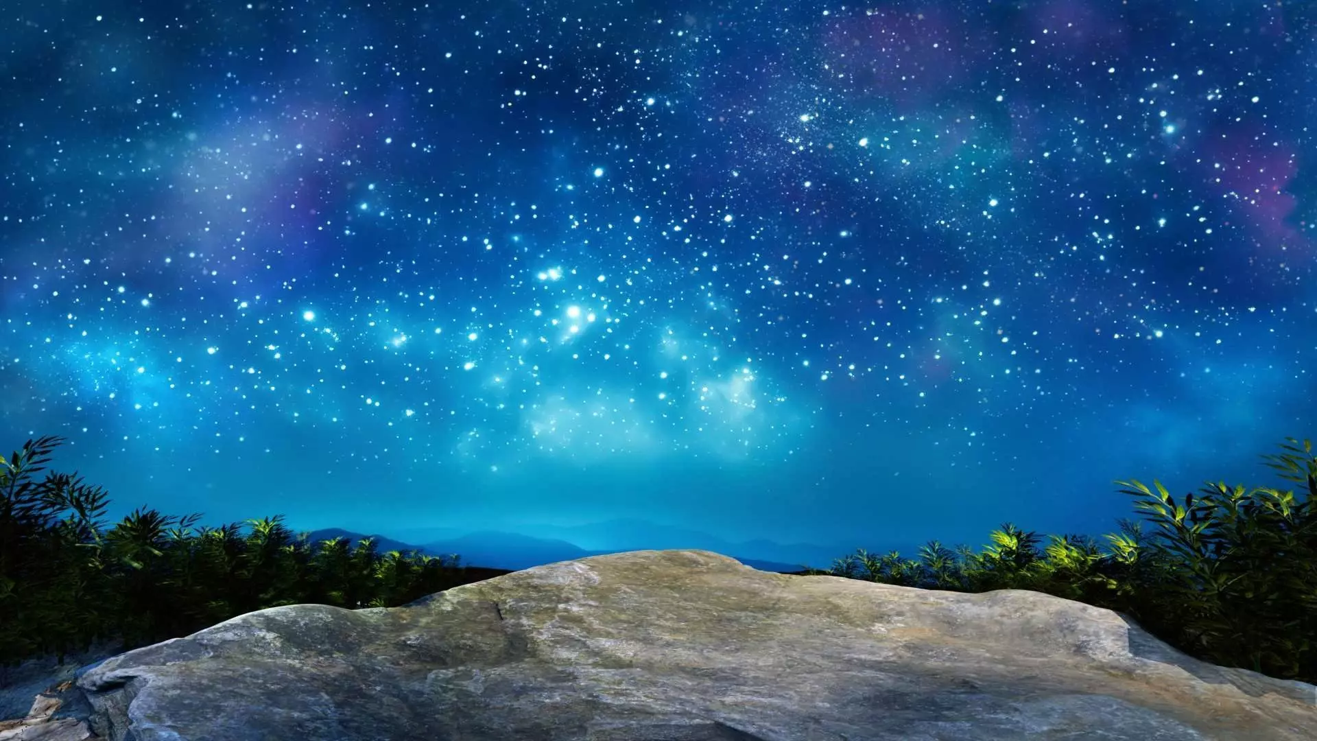 Mountain Top Stargazing Environment in Starry Night  3D model_0