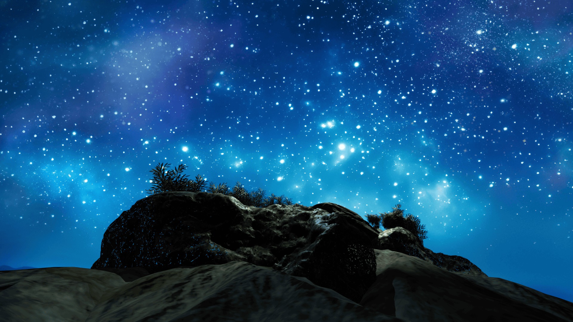 Mountain Top Stargazing Environment in Starry Night  3D model_3