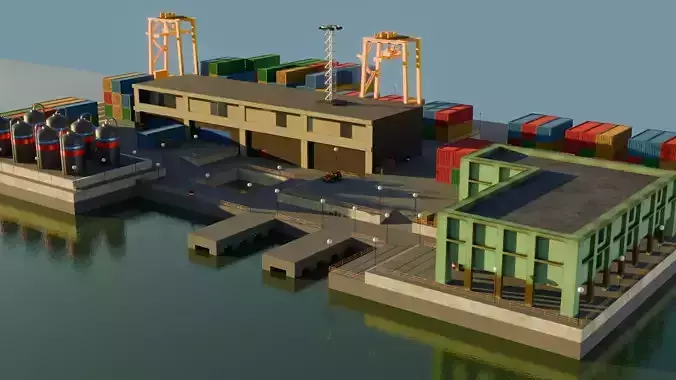 Harbor Port - Game Ready - PBR Low-poly 3D model
