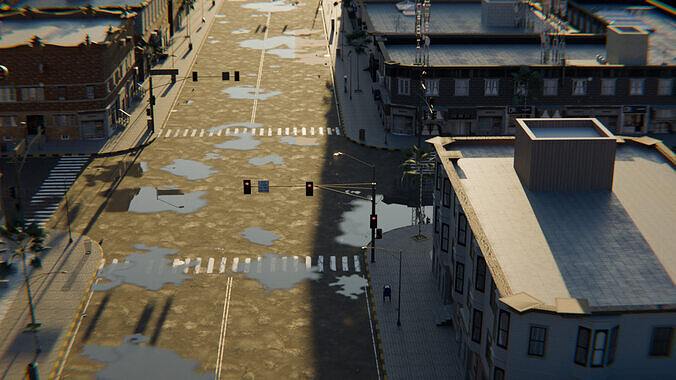 City Downtown Street Model - High-Detail Urban Environment 3D model 4