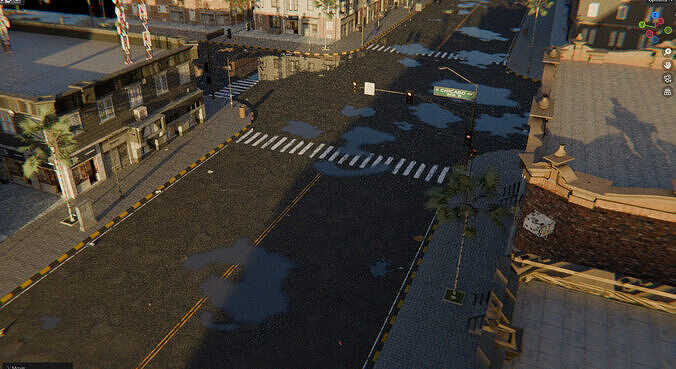 City Downtown Street Model - High-Detail Urban Environment 3D model 6