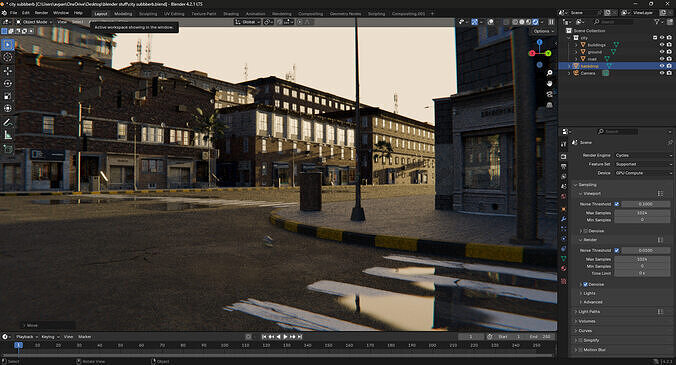 City Downtown Street Model - High-Detail Urban Environment 3D model 7