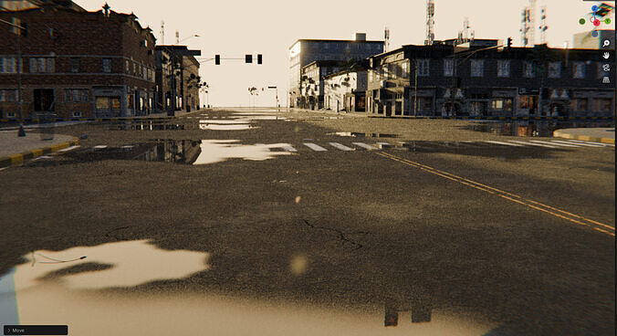 City Downtown Street Model - High-Detail Urban Environment 3D model 5